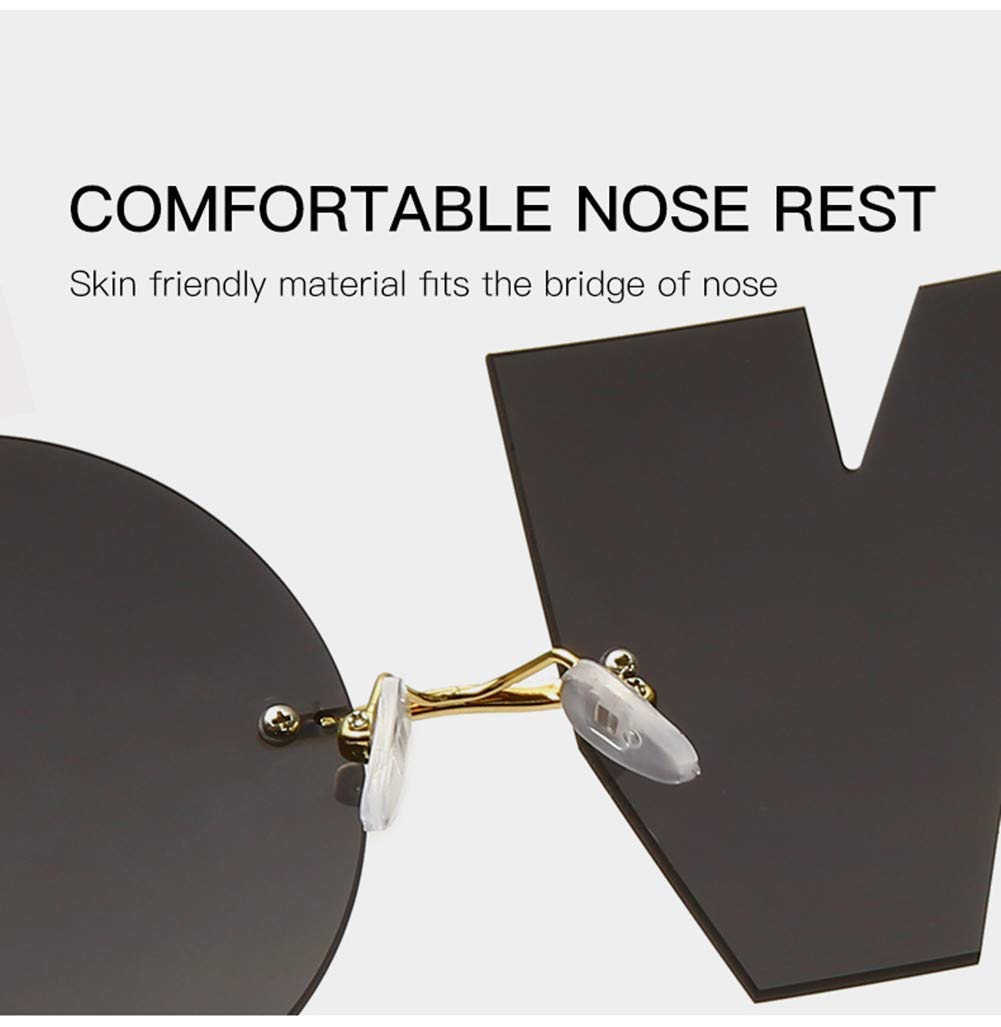 Carta NINGUNA Fiesta Rimless Irregular diseño gafas de sol para hombres/mujeres UV400 Streetwear Eyewears, Morado (Púrpura), Talla única