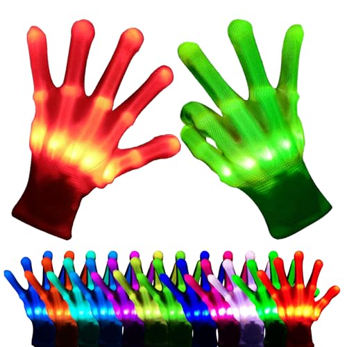 GOGLORYOD 12 Colors Light Up Gloves & LED Gloves - Boys Girls Toys for Age 6-12 Years Old - Stocking Stuffers & Cool Fun Gifts for Halloween Christmas Easter Birthday Parties