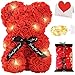 Ours en Rose, Zodight Rose Bear Teddy Flower avec Lumières, Meilleur Cadeau pour la Saint-Valentin, Anniversaire, Fête des Mères, Anniversaires, y Compris Boîte-Cadeau Transparente et Carte d'amour