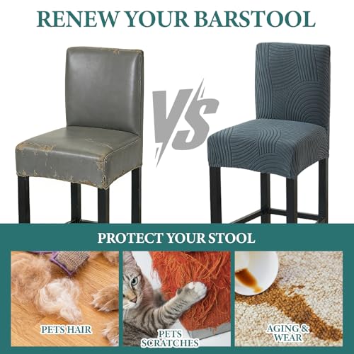Image of HAOYONG Bar Stool Covers, Stretch Counter Stool Pub Chair Slipcover Washable Counter Height Chair Covers for Kitchen Dining Room Cafe Set of 2 (Dark Gray)