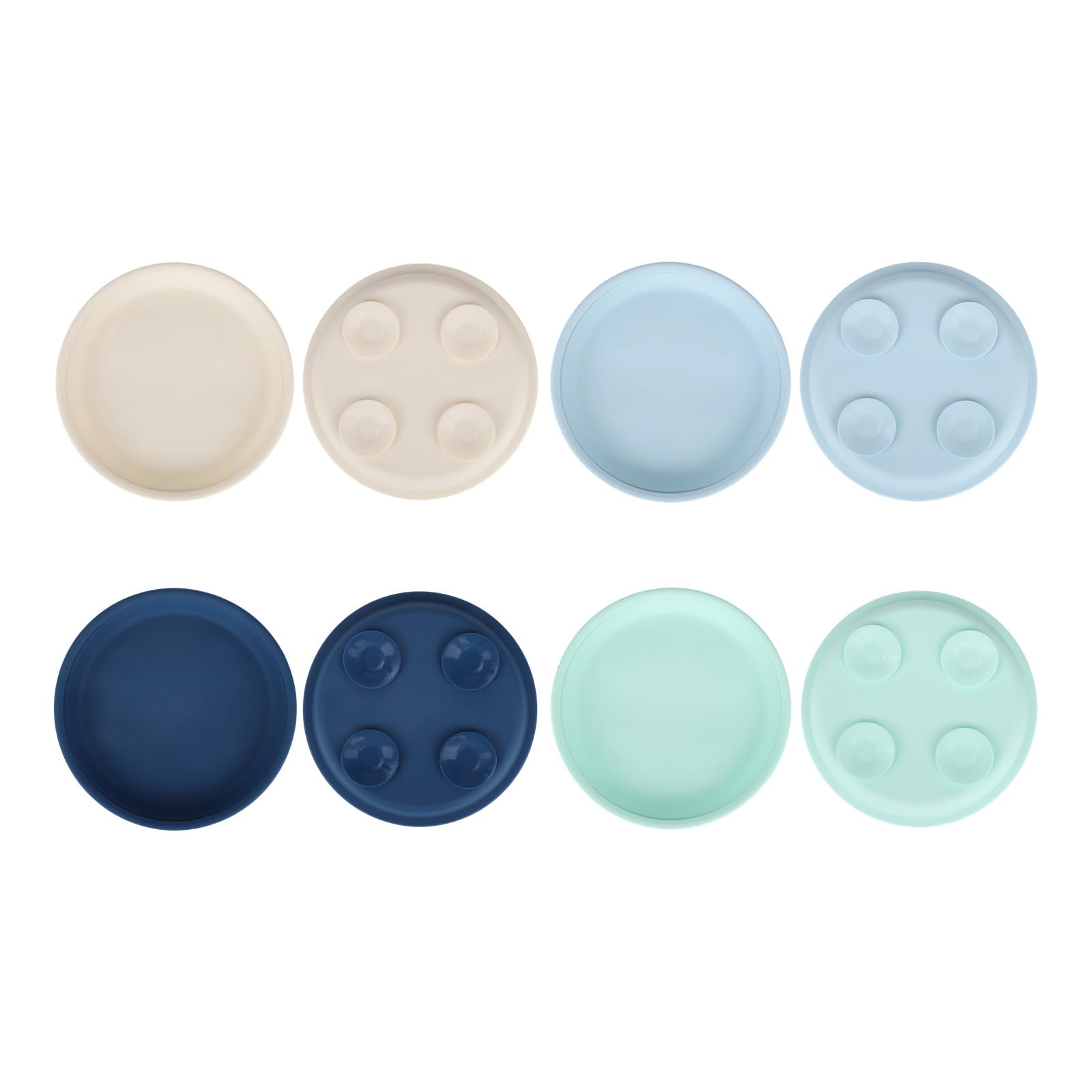BOXOB 4pcs Toddler Plates, 8" Silicone Divided Baby Plates with Suction Non-Slip Baby Toddler Dinnerware Set for Balanced Meals
