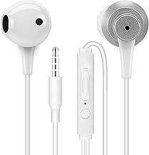 MAS CARNEY Intra Auriculaire Ecouteurs Filaire Sport WH5, Écouteurs en Métal avec Microphone, Prise Jack 3,5 mm, Contrôle du Volume, Argent