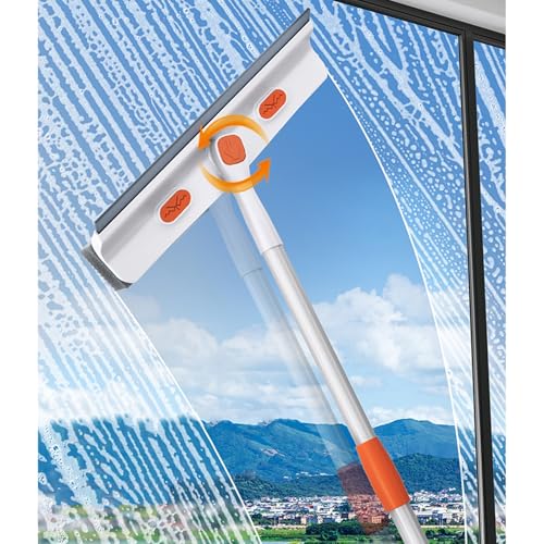 Rasqueta Limpiacristales Herramienta para Lavar Ventanas con Giro de 180 Grados, Limpiacristales Pequeño/ grande para El Hogar, Esponja para Fregar Ventanas, Limpiador de Ventanas Extensible de 85 a 1