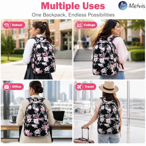 Image of MELVIS 20L Water Resistant Backpack with Bottle Compartment | Lightweight Travel & School Bag for Men, Women & College Students | Trendy Laptop Backpack for Daily Use