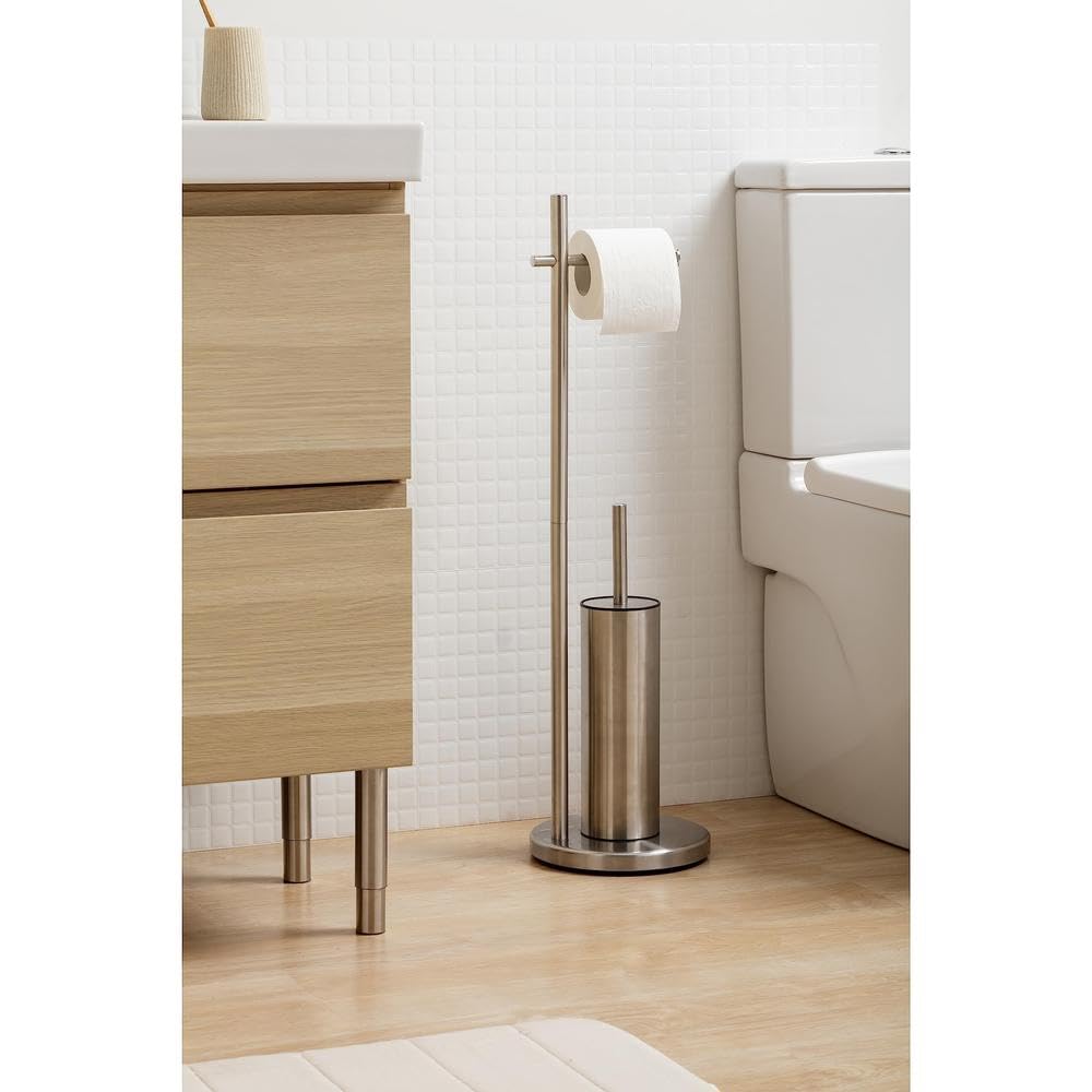 TATAY Standing Toilet Roll Holder, Metallic, 20,5 x 20,5 x 74,5 cm - Image 3