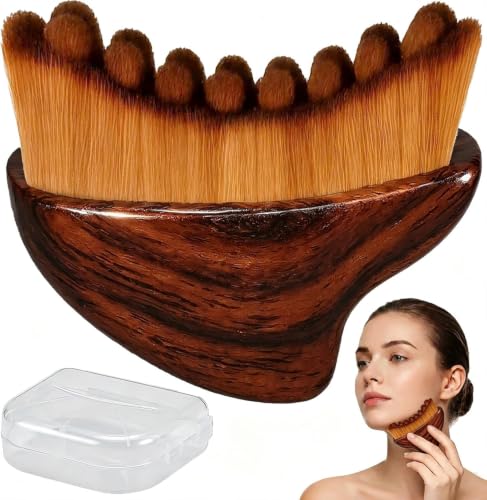 Image of Lymphatic Brush Guasha | Face Sculpting Tool for De-Puffing, Jawline Definition & Skin Firming | Soft Bristle Facial Lymphatic Drainage Brush for Massage & Skincare Use