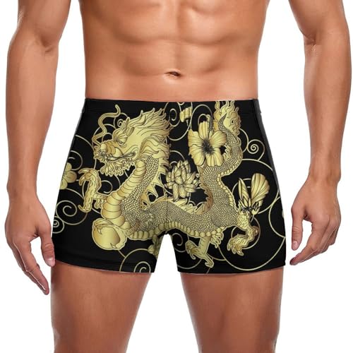 Swim briefs homme dragon doré aux finitions soignées pour piscine