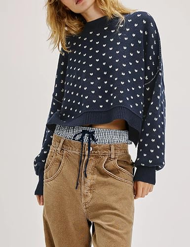 Womens Oversized Polka Dot Knit Sweater Casual Loose-Fit Pullover for Fall and Winter2