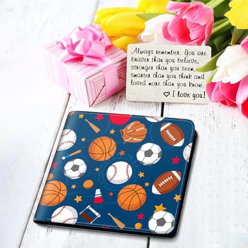 Image of Boys Wallet for Kids, Teen Boy Balls Wallets 9-12 8-10 8-12, Cool Novelty Leather Bifold Rfid Blocking Purse Coin Pocket Zipper Id Window for Children Men Male Youth Guys Birthday Gifts