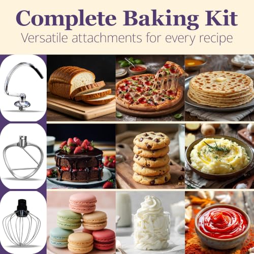 Image of NexLev Stand Mixer |5 L Stainless Steel Bowl | 1500W | Stand Mixer For Baking with 10 Speeds | Whisk, Beater & Dough Hook |100% Copper Motor |For Roti & Cookie Dough, Cake Making & more | ST-01