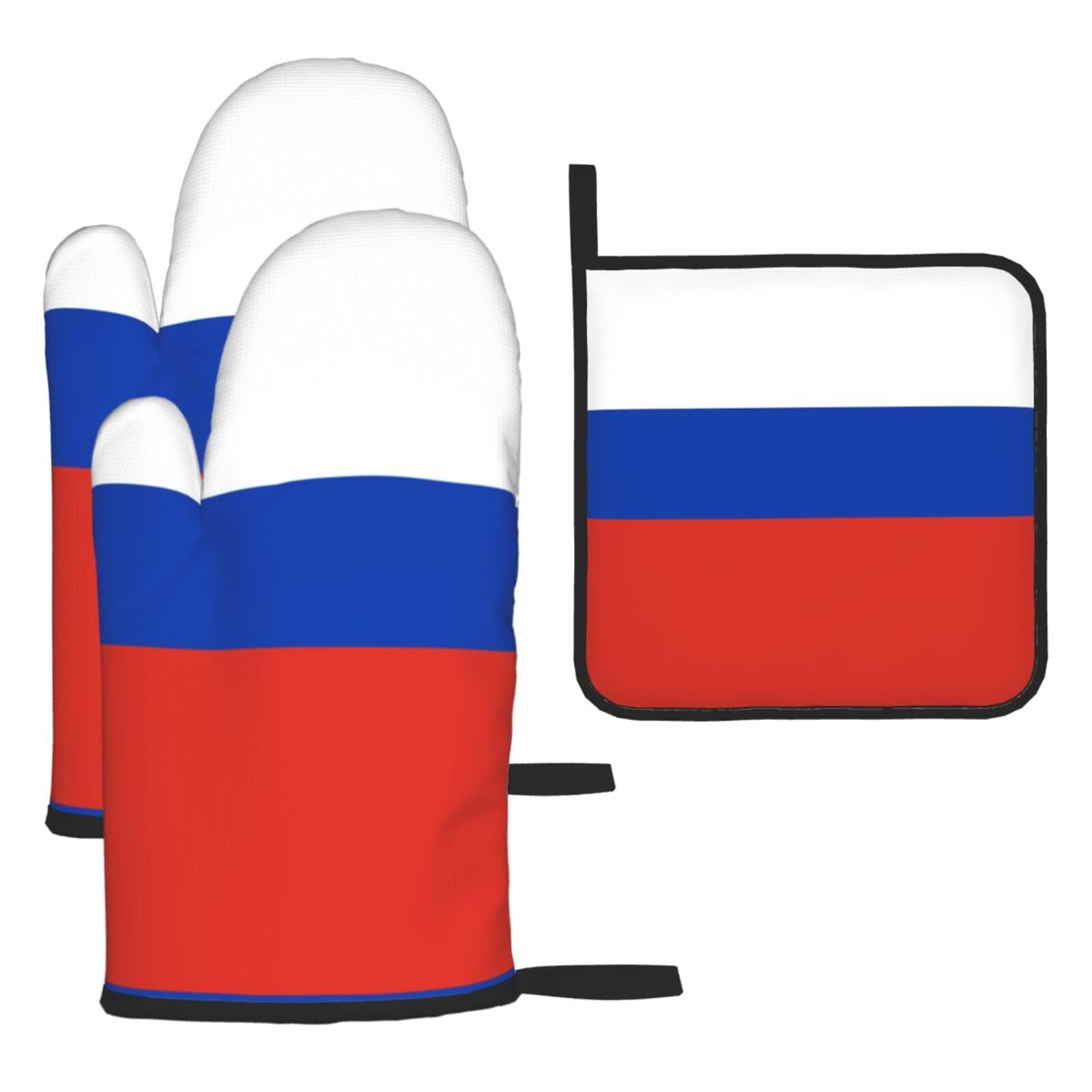Russian Flag Oven Mitts And Pot Holders Sets Of 3 Oven Glove Kitchen Decor For Baking Cooking Bbq