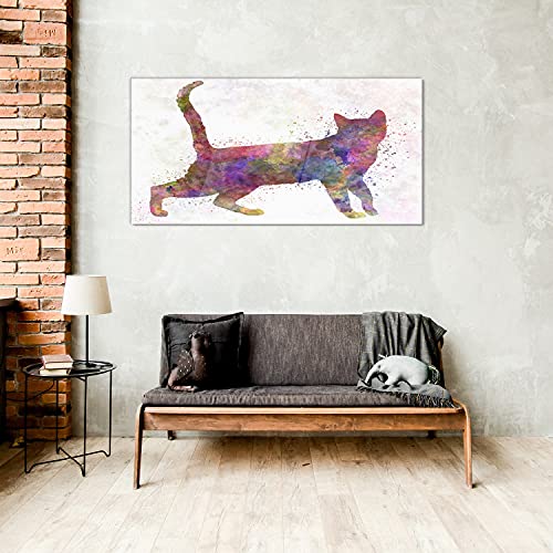 Tableau en verre photo chat 100x50cm une idée cadeau originale pour passionnés d'animaux