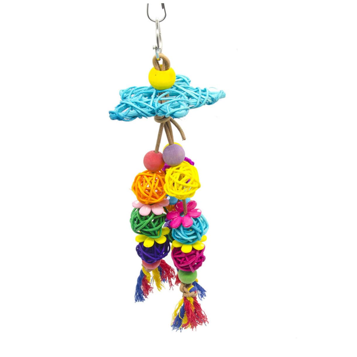 Happyyami 6piezas Juguete Colgante para Pájaros De Columpio De Rattan Bola para Periquitos Agapornis y Cacatúas para Morder y Jugar Material Seguro y Duradero