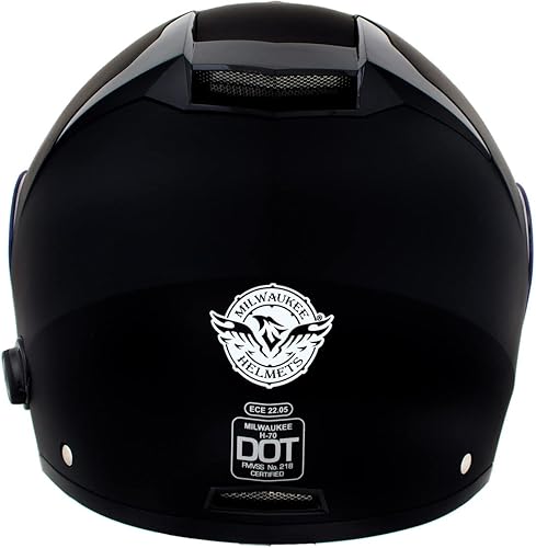 Miniatura 6 de Milwaukee Helmets H7005 - Casco modular de motocicleta "MayDay" negro plano con intercomunicador, altavoz y micrófono integrados para hombres y
