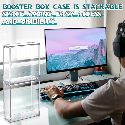 Image of Cinnvoice 2 Pcs Acrylic Magnetic Case Booster Box Protective Case Stackable 4mm Thick Magnetic Closure Gifts for Collectors, Cards Not Included (Japanese Booster)