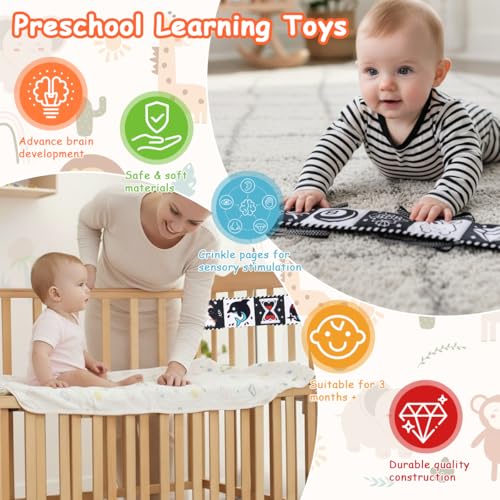 Image of SNOWIE SOFT Baby Cloth Book 0-3 Years 5.5x8.5 Double Sided Squeaky Sensory | Tactile Squeaky Play, Encourages Sensory Exploration, Soft Cloth Pages, Easy Handling, Customer Support Available