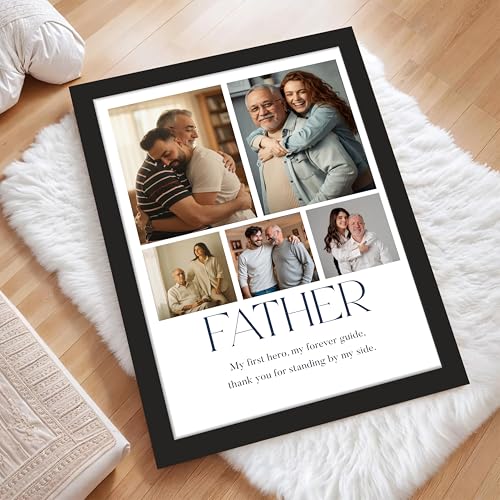 Image of Art Street Personalized Gift for Father, Dad Photo Frame | 5 Image Collage with Custom Text, Customized Photo Frame for Father, Wall Decor for Bedroom Living Room, A4 Size 8x12 Inch