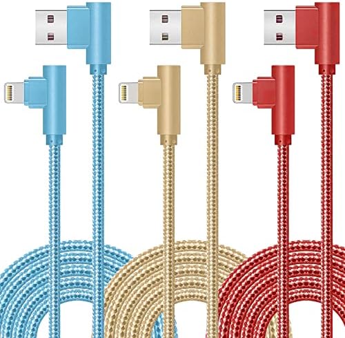Souina iPhone Charger 10 ft [MFi Certified] 90 Degree 3 Pack iPhone Charging Cable Nylon Braided Fast Charging Cord for iPhone 14/13/12/11 Pro MAX/XR/XS/8/7/Plus/6S/SE