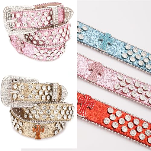Sequins Waist Belt with Pin Buckle PU Leather Waist Belts for Rock Fan Wear Resistant Adjustable Length Belt2