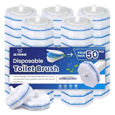 JS PRIME 50 Count Upgraded Toilet Wand Refills Compatible with Clorox Toilet Wand – Fresh Fragrance, 5X Cleaning Power, Disposable Brush Replacement Pads with Durable Scrubber Heads