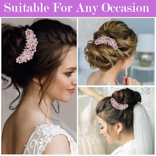 Image of Hair Clips 7 Claws Hair Clamp Non-slip Comb Rhinestone Hairpins Pearls Design Women Hair Clips Rhinestone Hair Clip Gift for Women Ladies Gift