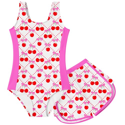 Image of TUONROAD Toddler Girls One Piece Swimsuit 2Pcs Bathing Suit Kids Swimwear with Short for 3-9