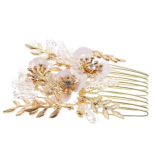 Vaguelly 金色の花の櫛 アクセサリー 女性 結婚した くし パラ 宝石 に 花嫁 装飾的な髪の櫛 結婚式用のヘアコーム ヘアコームウェディング 結婚式の髪の櫛 ラインストーン