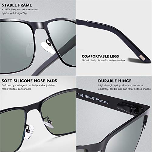 Image of CARFIA Metal Mens Sunglasses Polarized UV400 Protection for Driving Fishing Hiking Golf Everyday Use CA5225
