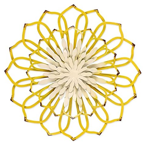 Red/Green Metal Flower Wall Decor,Hollow Carved,11.5" Flower Art Wall Hanging for Home Garden Yard Patio Fence Indoor Outdoor Cover