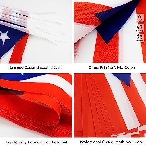 Image of Puerto Rico String Flag Pennant Banner - 38 Flags, 42 Feet Small Mini Puerto Rican Flags Bunting Banner for Country Decoration, School, Party, Sports Events
