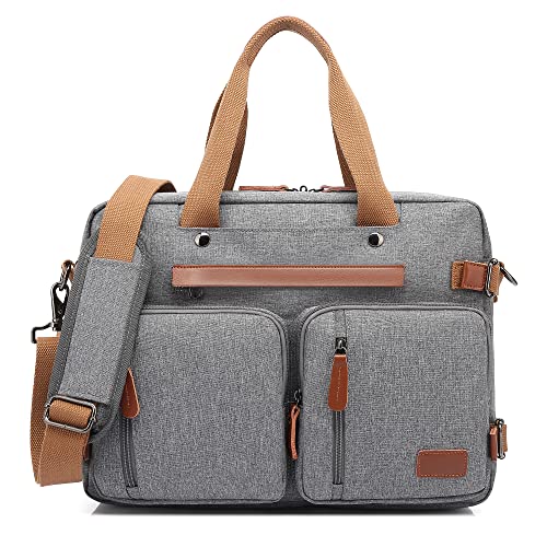 CoolBELL umwandelbar Laptoptasche 17 Zoll Rucksack Aktentasche Messenger Bag Umhängetasche Multifunktions Reise Schultertasche für Männer/Frauen,Grau
