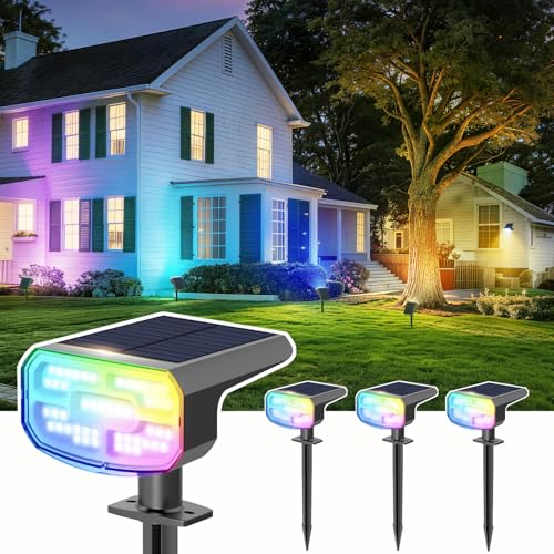 JEJOT Color Changing Solar Spot Lights Outdoor Waterproof IP65,9 Lighting