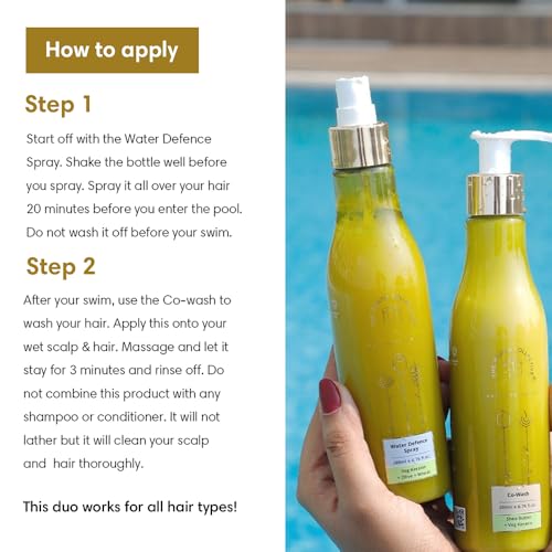 Image of The Earth Collective Swimmers Hair Care Duo - Pre Swim Anti-Chlorine Hair Spray & Post Swim Hair Wash - Co-Wash, Reduces Hair damage, hair fall, frizz & dryness, complete hair care for swimmers, 400ml