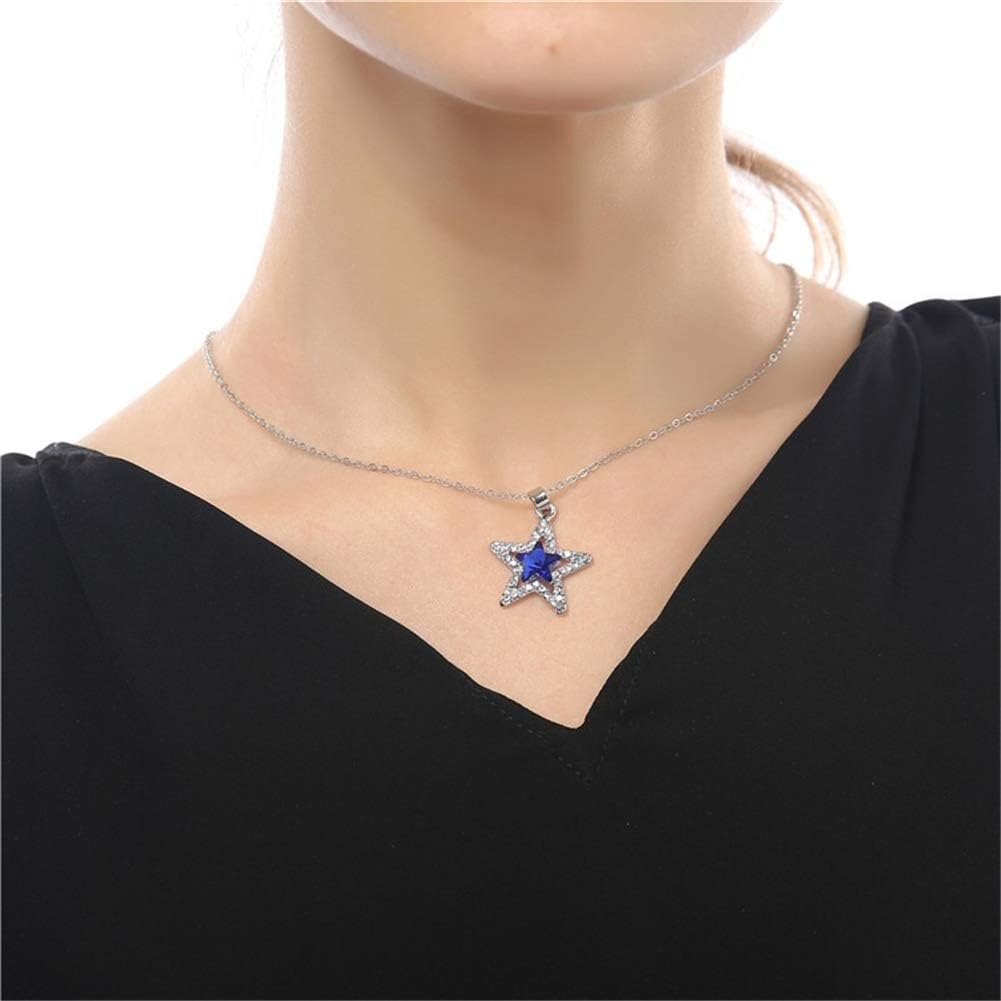 AILUOR Five-Pointed Star Sapphire Crystal Pendant Necklace, Fashion Silver Crystal Hollow Star Jewelry for Women - Image 4