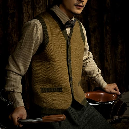 ZHILI Mens Sweater Vest Solid Knitted Lightweight Thermal Cardigan,DXL Big and Tall Vest2