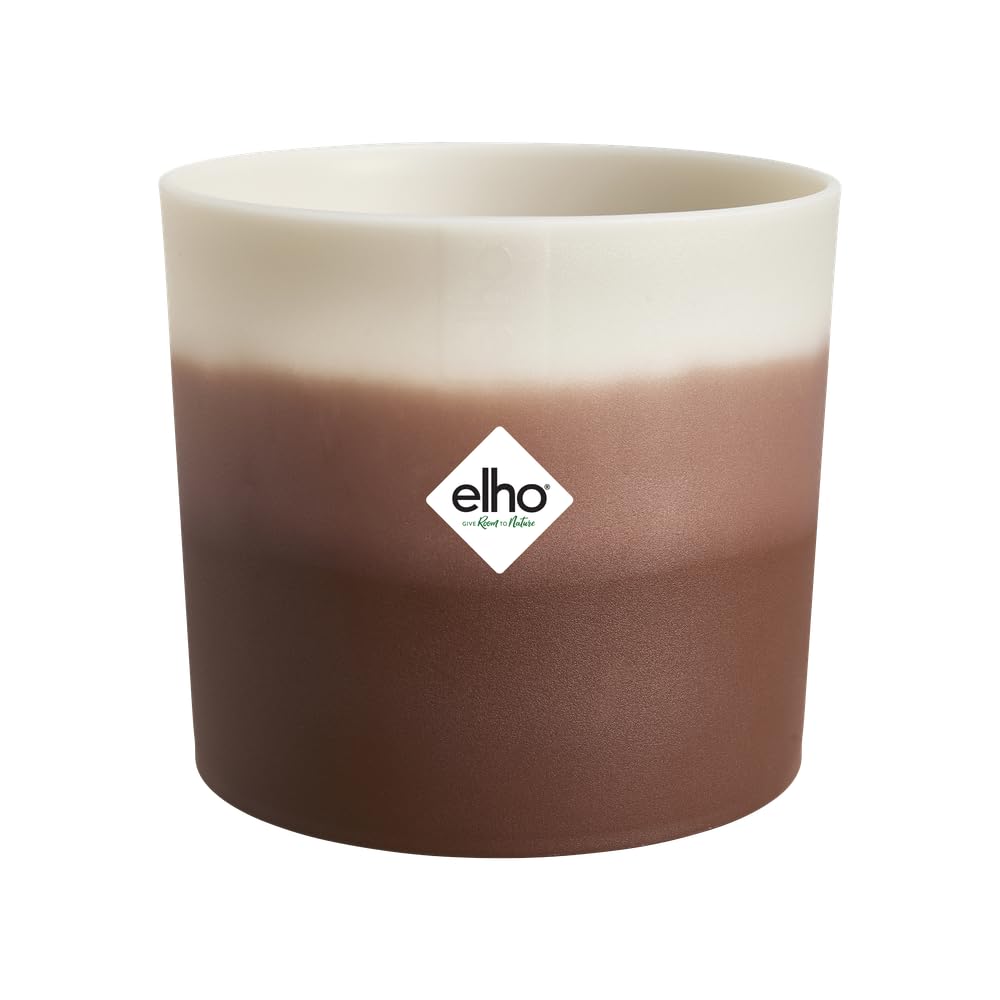 elho Colour Gradiant Round 18cm - Indoor Plant Pot - 100% Recycled Plastic - Ø 18.2 x H 16.8 cm - Brown/Cedar Brown