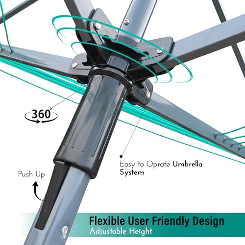 ZMR SHOP CRAFT 4 Arm 60M Robust Rotary Washing Line with Ground Spike, Adjustable Height Outdoor Dryer, 360° Rotating Garden Clothes Airer, 30KG Capacity for Large Family Laundry - Image 2