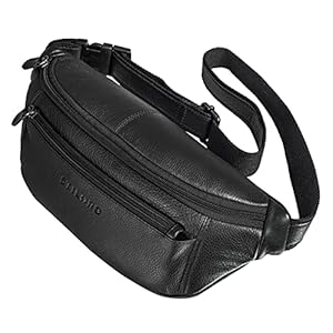 STILORD ‘Bryce’ fanny pack lederen riemtas dames heren vintage heup tas reistas vakantie jogging festival echt leer, Kleur:zwart