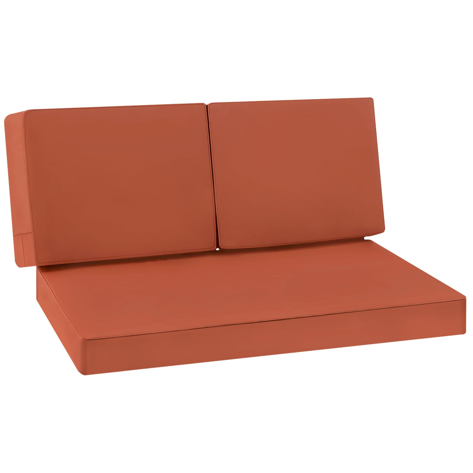 Favoyard Outdoor Loveseat Cushion Set 46 x 26 Inch Waterproof & 3-Year Fade Resistant Patio Furniture Cushions with Removable Cover, Ties and Hidden Zipper for Sofa Bench Couch pads Set of 3, Spice