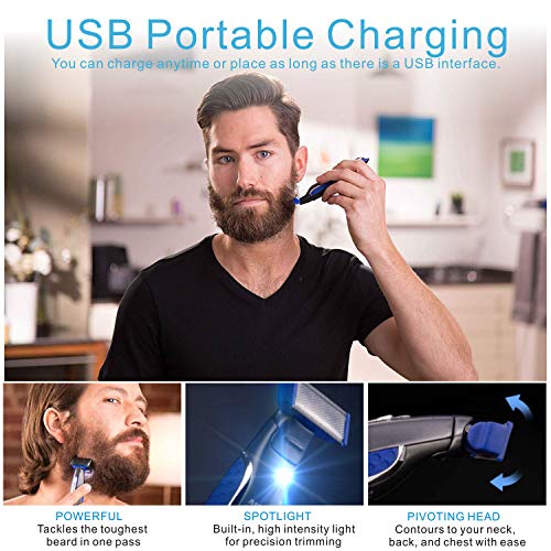 Mens Hair Trimmer & Body Shaver That Trims, Edges, Shaves, and Grooms-Beard Trimmer for Men Rechargeable Solo Shaver - Thumbnail 4