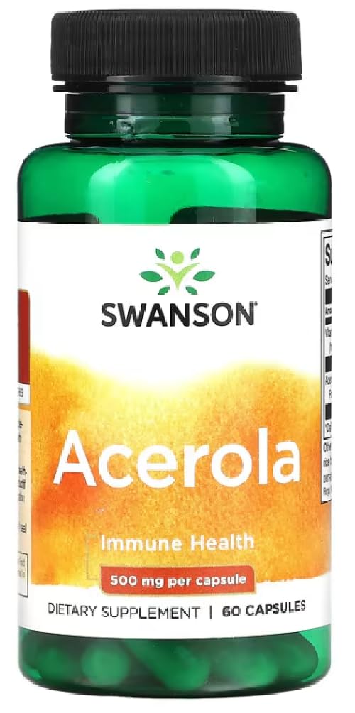 Swanson - Acerola 500 mg | Natürliche Quelle für Vitamin C und Immunität - 60 Kapseln