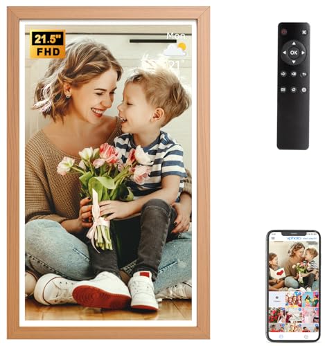 Image of Large Digital Picture Frame 21.5 inch-WiFi-Photo-Frame - 1920 * 1080 IPS FHD Digital Photo Frame Display, 32GB, Wall Mounted, Load Photos Videos from Phone via App Email, Gifts for Mom Dad