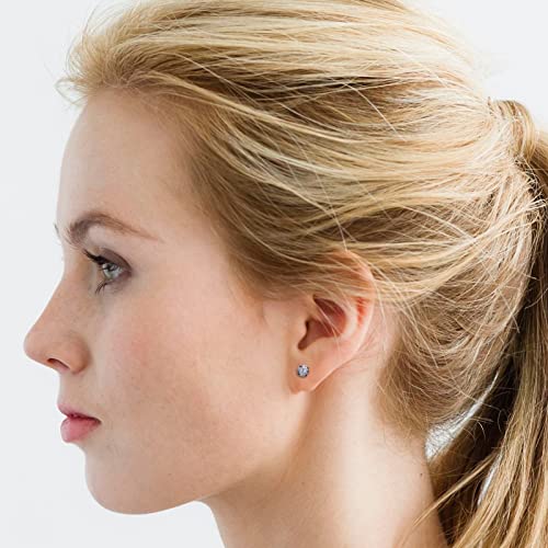 5 Pack Flat Back Earrings Round Clear Cubic Zirconia Stud Earrings For Women Stainless Steel Hypoallergenic Earrings Cubic Zirconia 316L Round Cz Studs For Women And Men(3-8Mm) (Rose Gold) #TOP2