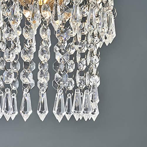 Pair of - Modern Chrome Chandelier Pendant Shades with Clear Acrylic Jewel Droplets