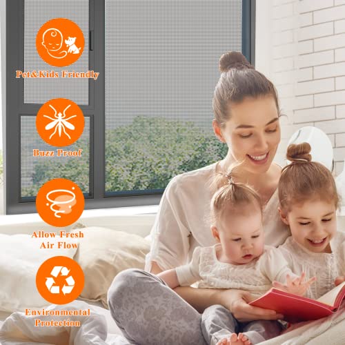 2Pack Magzo Window Screen Replacement, 48"W X 99"L X 1/64"T, Durable Fireproof Material Friendly For Pets, Diy Adjustable Screen For Windows&Doors Fits Any Smaller Size (Black) #TOP7