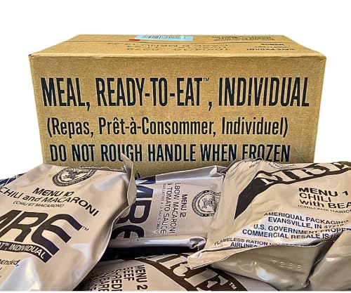 MRE Meals Ready to Eat A Or B case 2025, 2026 inspection. Genuine Military US surplus emergency food bulk supply full box with heater