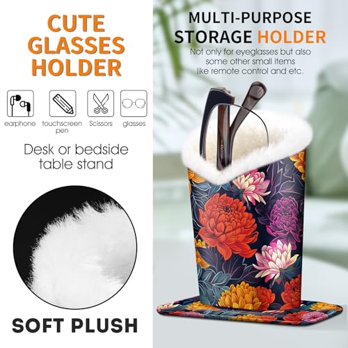 Image of Pack of 2 Plush Lined Eyeglasses Holder Stand Protective Glasses Case For Desks Or Nightstands