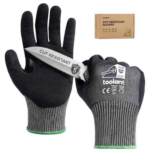 Image of toolant ComfyCut A5 Cut Resistant Work Gloves, ANSI & EN388 Certified Protection with Second Skin Comfort, Fiberglass-Free, Touchscreen & Flexible Grip, for Woodworking, Warehouse, Assembly, XX-Large