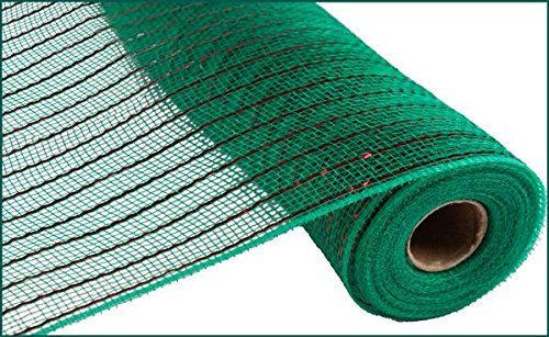 Craig Bachman 10 Inch x 30 Feet Deco Poly Mesh Ribbon - Emerald Green Foil with Matte Red