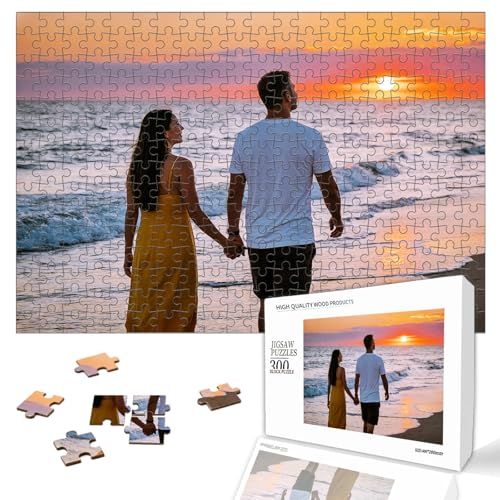 Puzzle Photo Personnalisé en Bois 300/500/1000 Pièces, Puzzle avec Photo Personnalisée, Cadeau de Saint-Valentin, Puzzle Photo Famille, Jouet & Cadeau Unique...